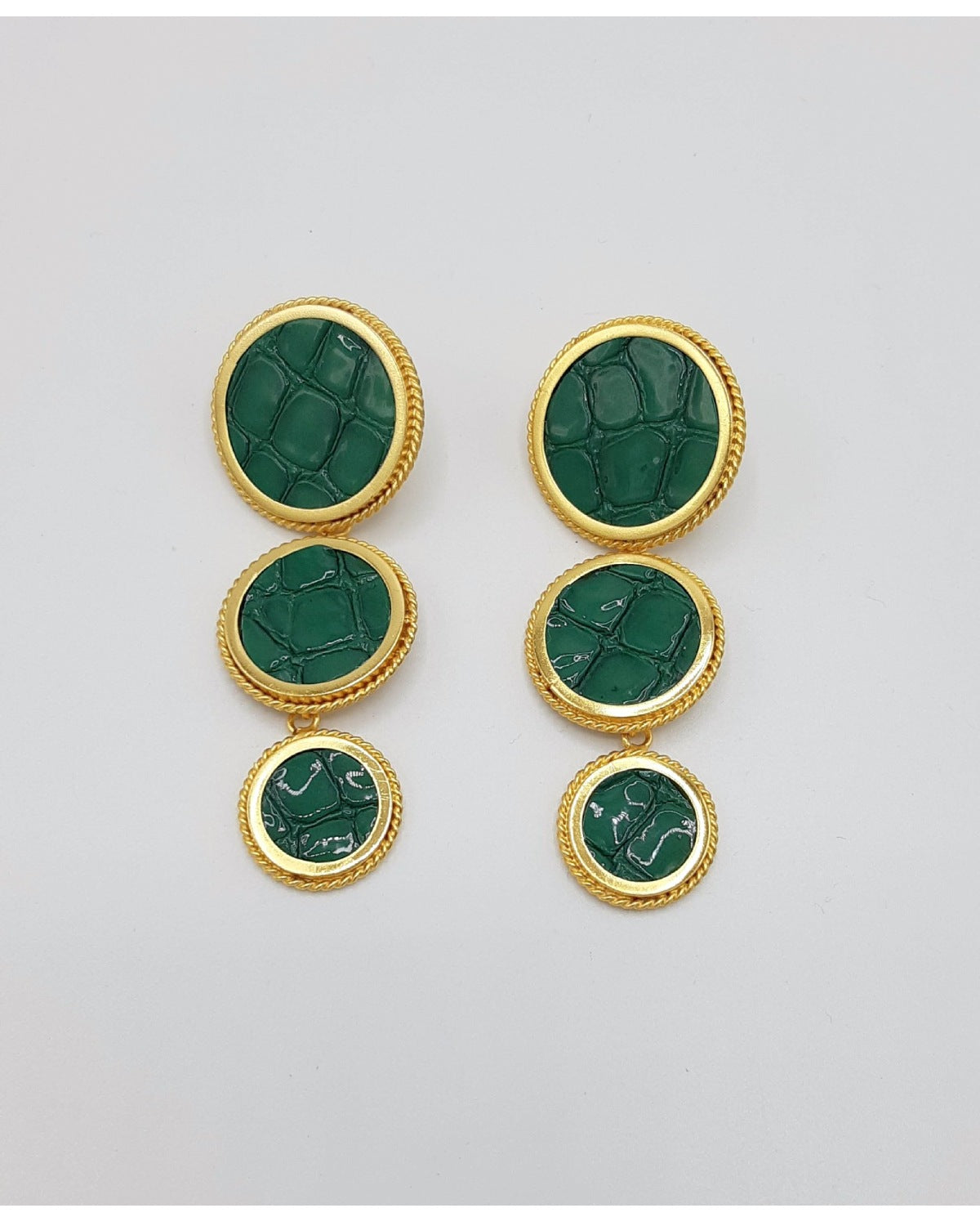 Aretes Tres Discos Cuero
