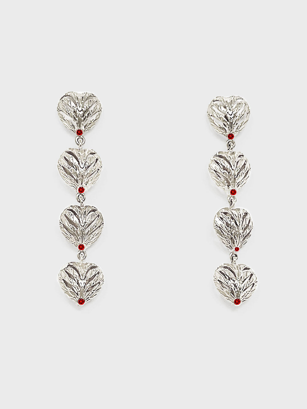 Aretes long corazón plata