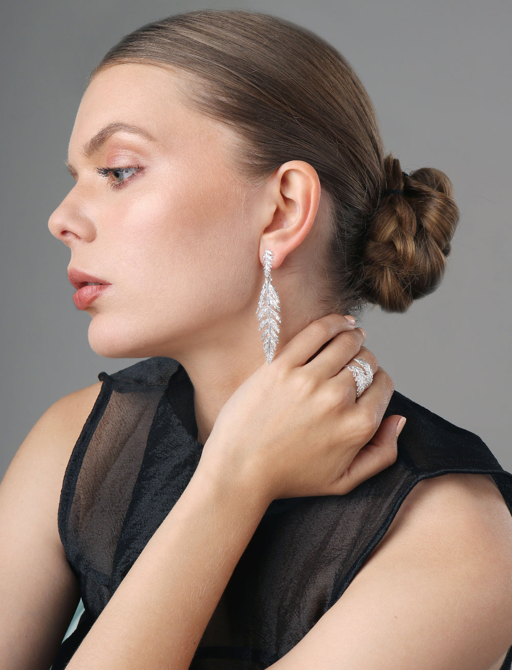 Aretes Hoja de Helecho en Plata Vermeil