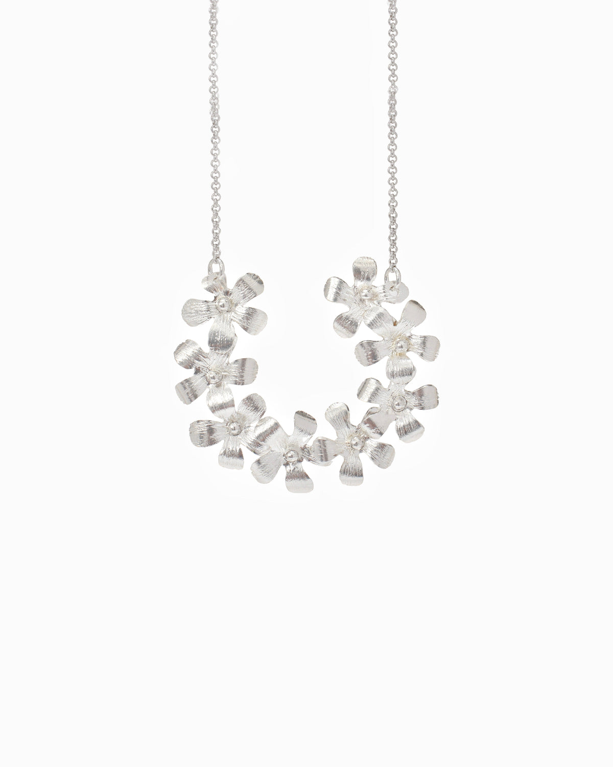 Collar Margaritas Media Luna en Plata