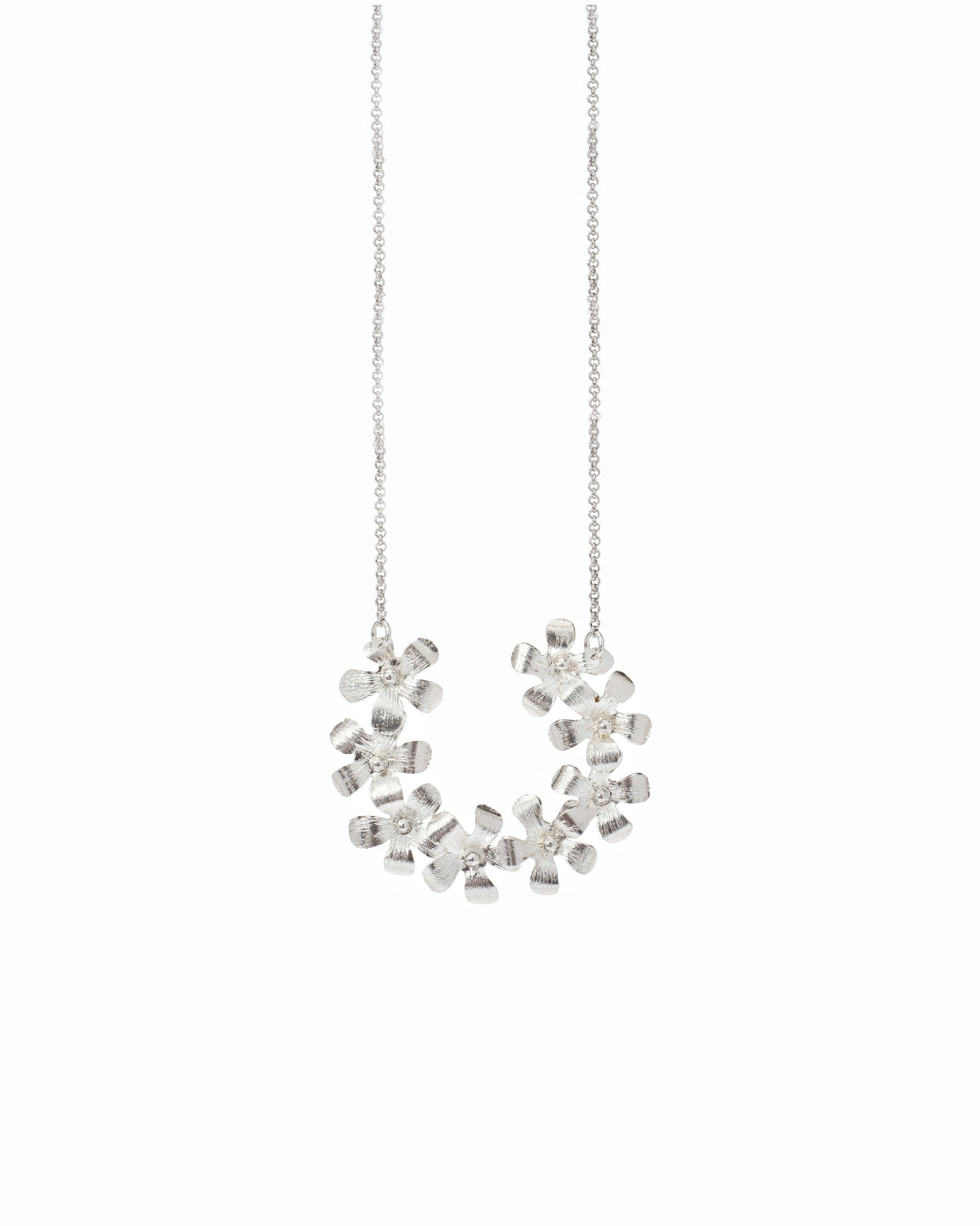 Collar Margaritas Media Luna en Plata
