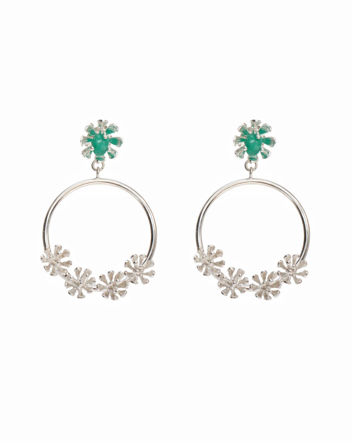 Aretes Lirio de Agua Plata y Esmeralda