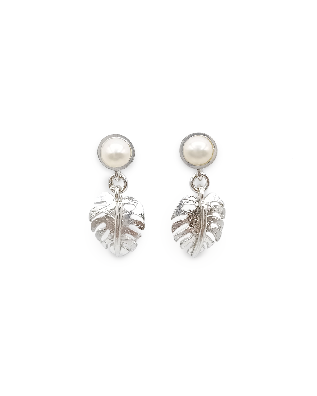Aretes Selva Tropical Balazo Perla Plata