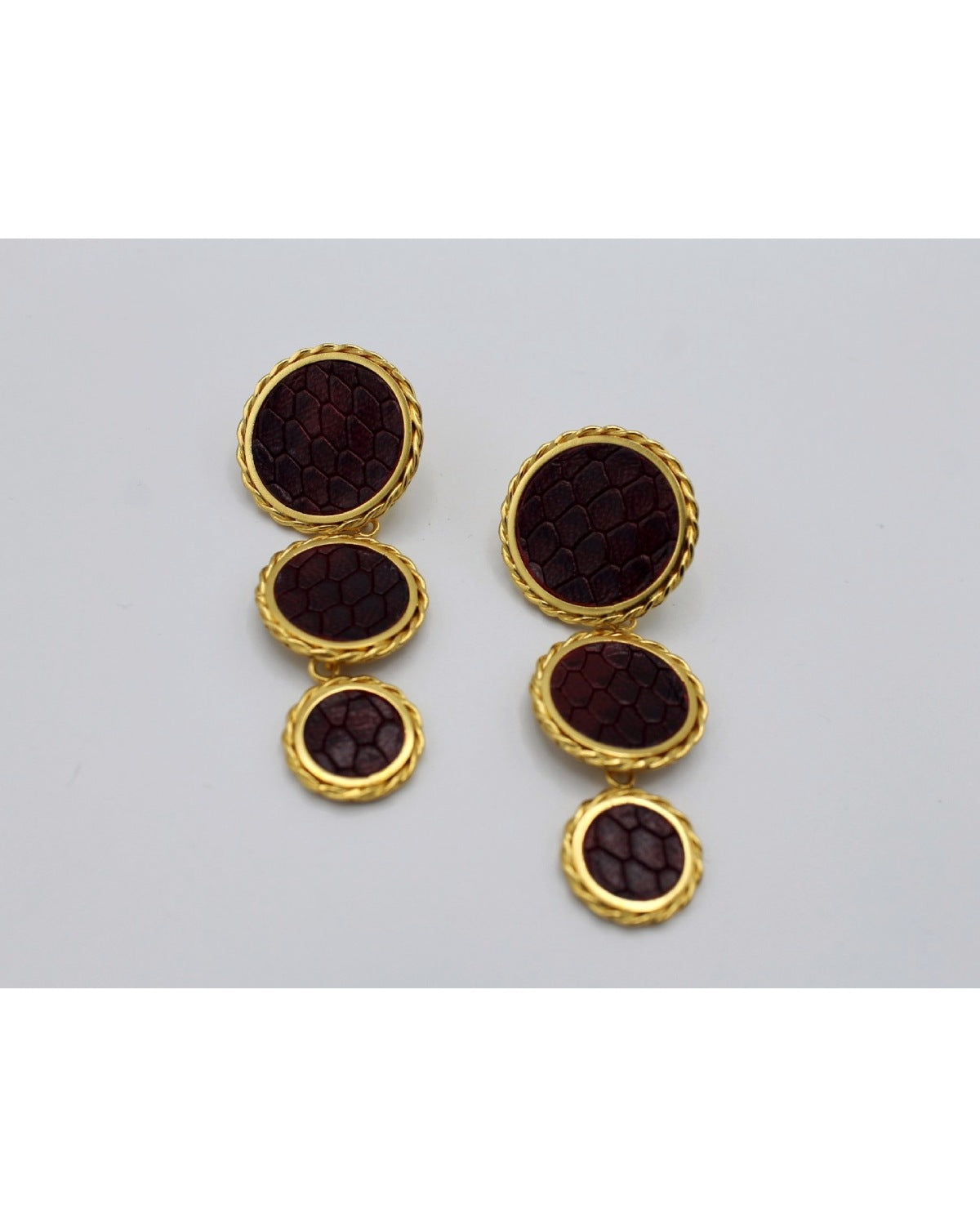 Aretes Tres Discos Cuero