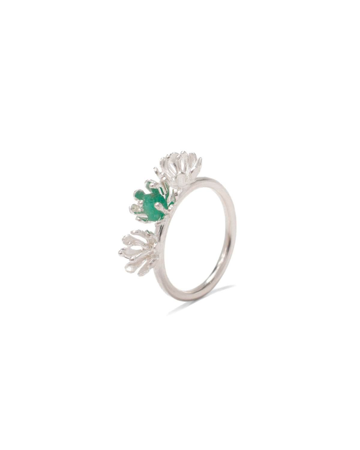 Anillo Lirio de Agua  Plata y Esmeralda.