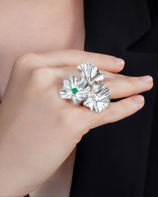 Anillo Malva Esmeralda II Plata
