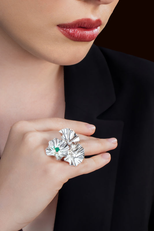 Anillo Malva Esmeralda II Plata