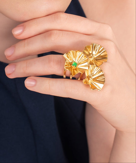 Anillo  Malva Esmeralda II Dorado
