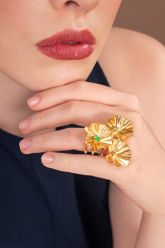 Anillo  Malva Esmeralda II Dorado