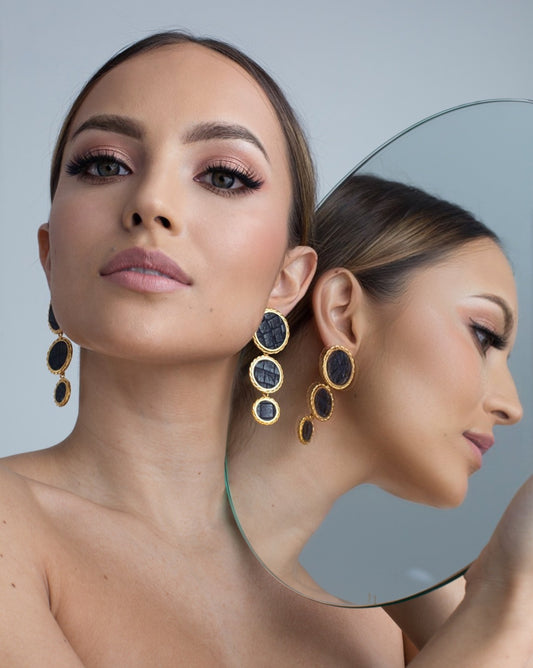 Aretes Tres Discos Cuero