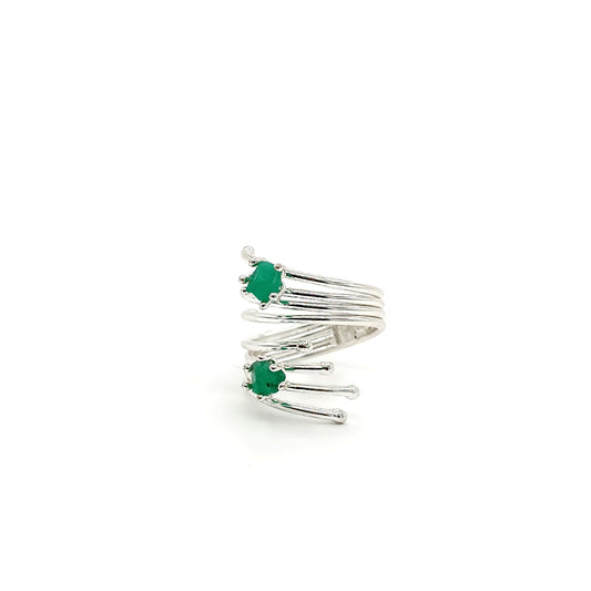 Anillo Pistilo III Esmeralda  y Plata