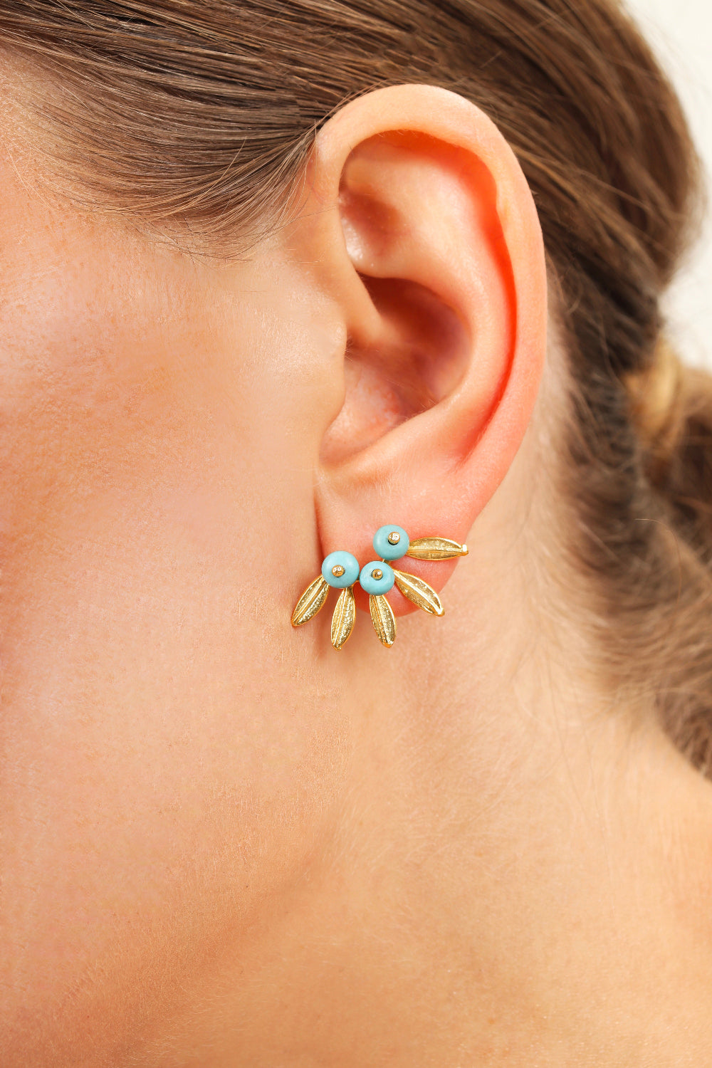 Aretes Flor Frailejon Turquesa