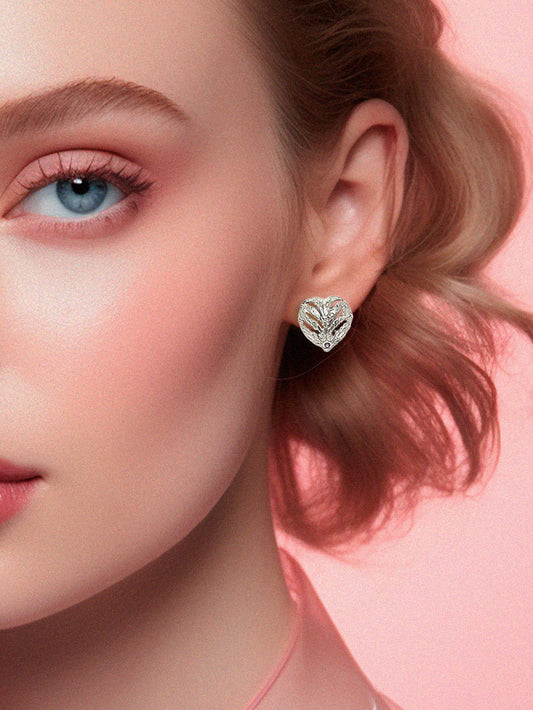 Aretes Corazón topo plata