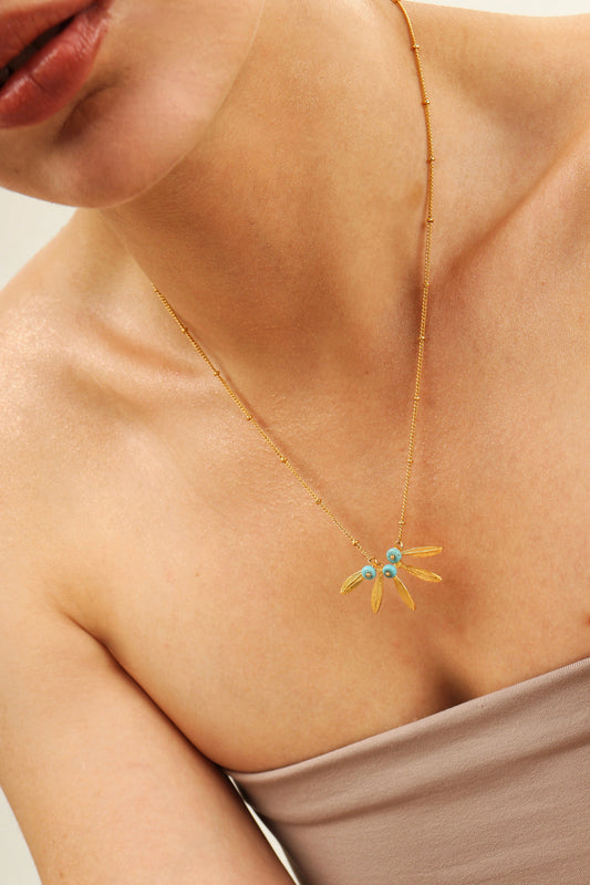 Collar Flor  Frailejón Turquesa