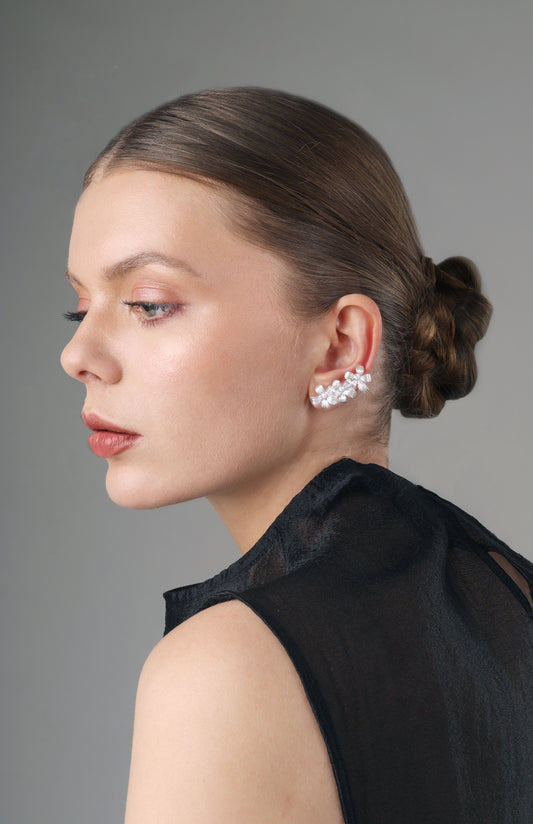 Aretes Tres Margaritas en Plata  Vermeil