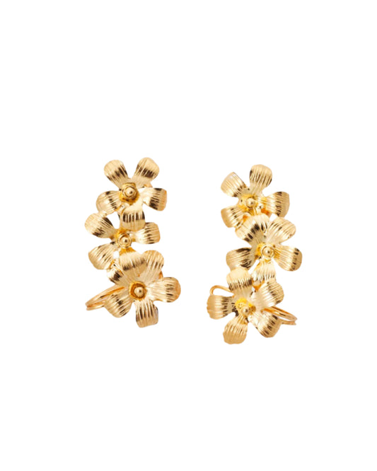 Aretes Tres Margaritas en Plata  Vermeil