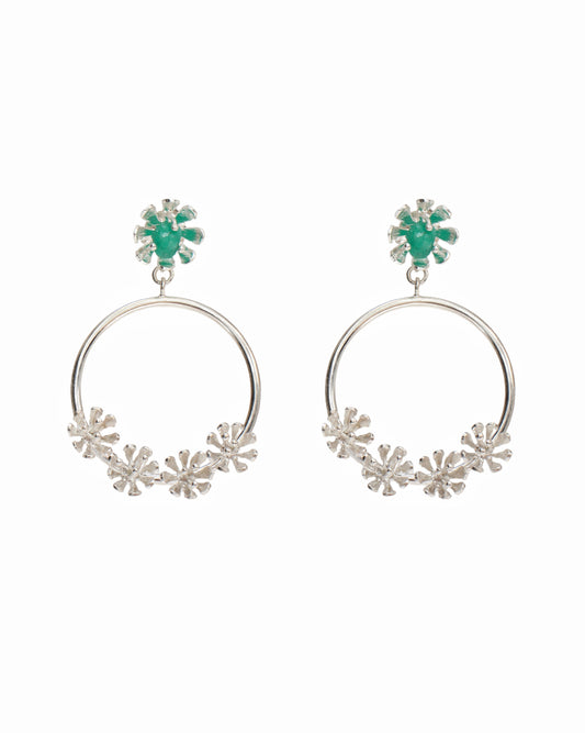 Aretes Lirio de Agua  Plata y Esmeralda