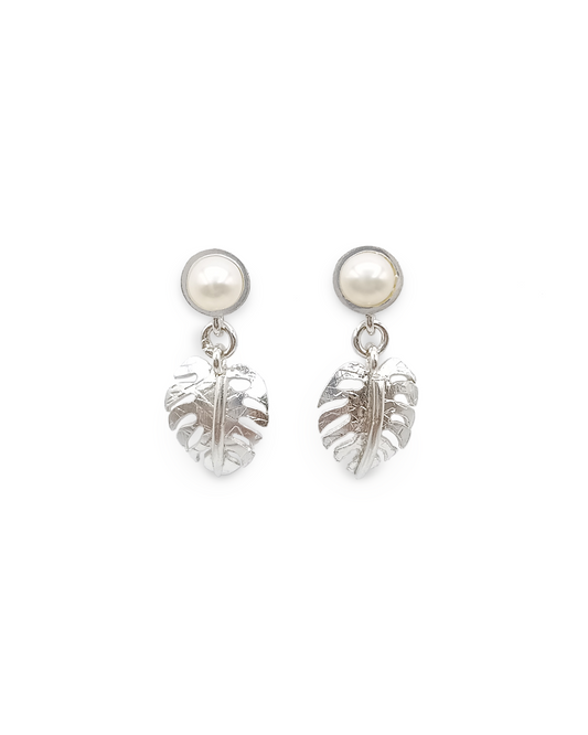Aretes Selva Tropical Balazo Perla Plata