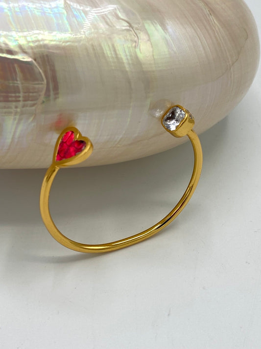 Pulseras "Yâr" corazón con piel y semipreciosas